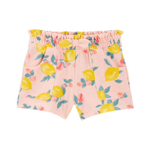 Carters Pink Toddler Lemon Print Pull-On Shorts