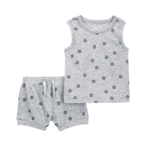 Carters Grey Baby 2-Piece Ribbed Outfit Set