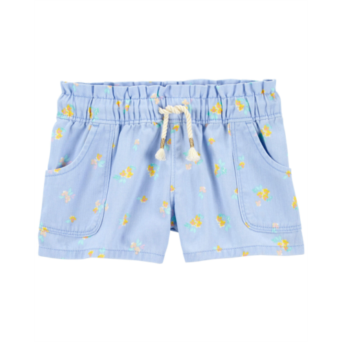 Carters Lavendar Baby Floral Print Paperbag Twill Shorts