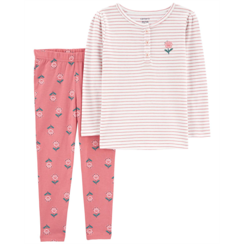 Carters Pink/White Toddler 2-Piece Striped Tee & Legging Set