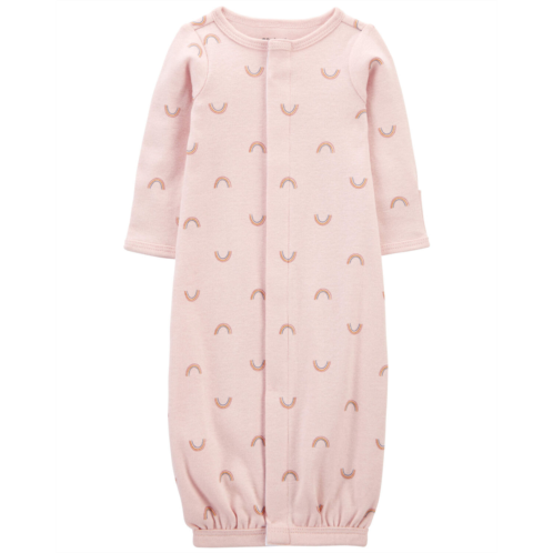 Carters Pink Baby Preemie Rainbow Cotton Sleeper Gown