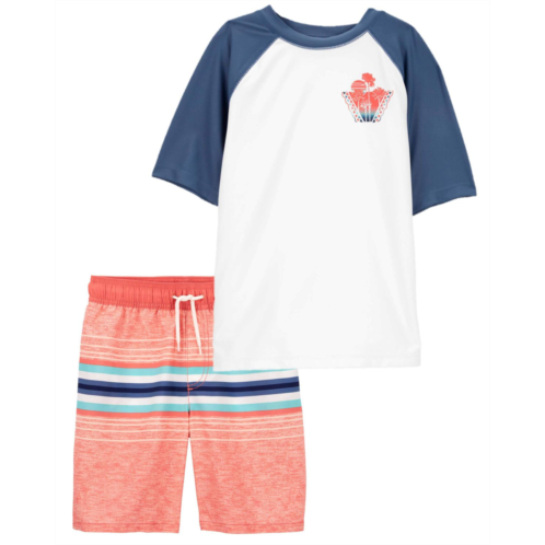 Carters Multi Kid Short-Sleeve Rashguard & Swim Trunks Set