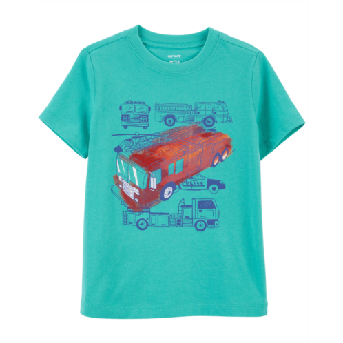 Carters Turquoise Toddler Firetruck Police Graphic Tee