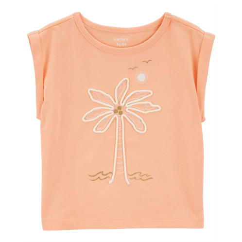 Carters Coral Baby Palm Tree Knit Tee