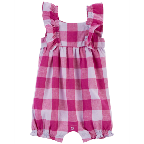 Carters Purple Baby Plaid Romper Made With LENZING ECOVERO