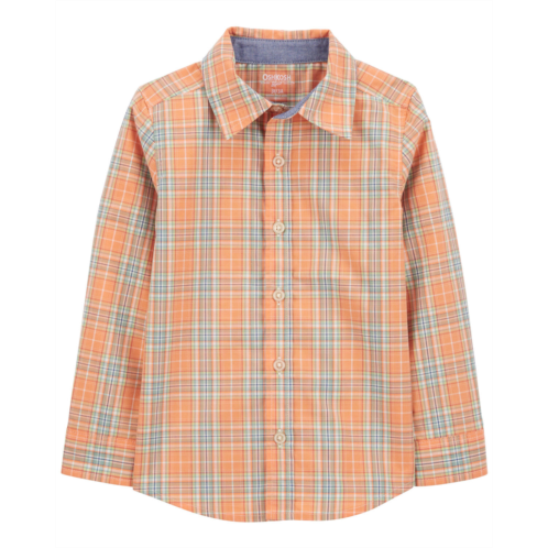 Carters Orange Toddler Plaid Button-Front Shirt