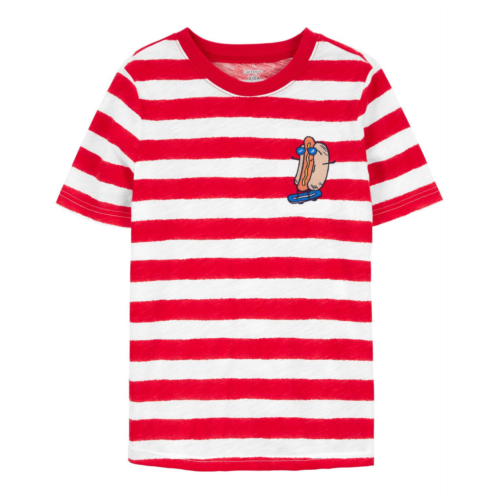 Carters Multi Kid Striped Hot Dog Graphic Tee