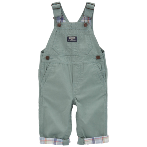 Carters Green Baby Plaid Lined Lightweight Canvas Overalls