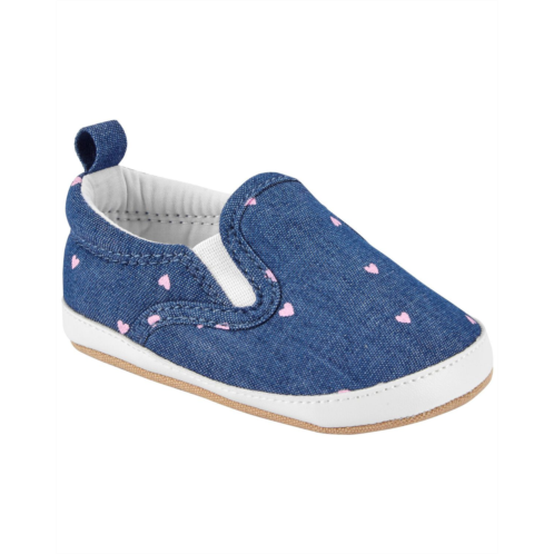 Carters Chambray Baby Chambray Heart Slip-On Soft Shoes