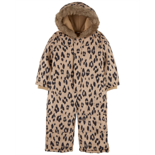 Carters Brown Toddler Leopard Fleece-Lined Snowsuit