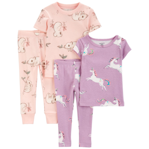 Carters Pink/Purple Baby 4-Piece 100% Snug Fit Cotton Pajamas