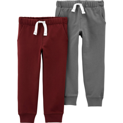 Carters Maroon/Grey Baby Basic 2-Pack Jogger Pants