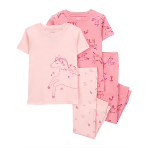 Carters Pink Baby 4-Piece Unicorn 100% Snug Fit Cotton Pajamas