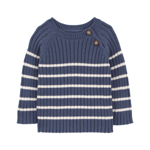 Carters Blue Baby Striped Snug-Fit Ribbed Sweater Knit Top