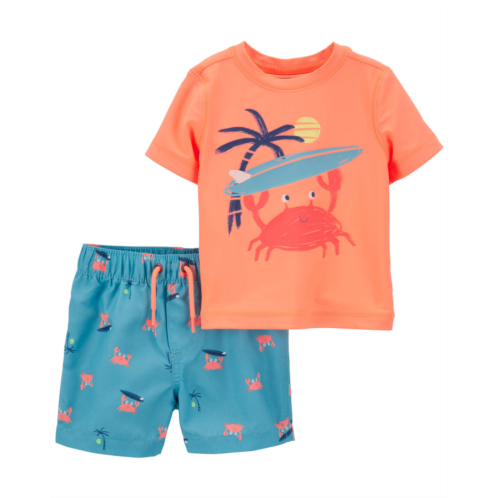 Carters Blue/Orange Baby 2-Piece Crab Rashguard Swim Set