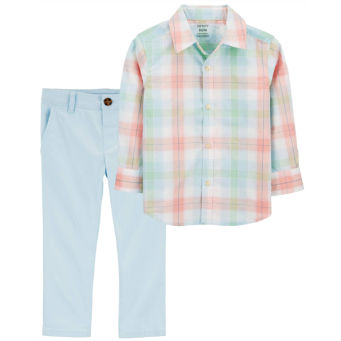 Carters Multi Baby 2-Piece Button-Down Shirt & Flat-Front Pants Set
