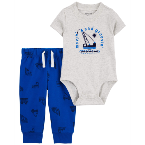 Carters Blue Baby 2-Piece Construction Bodysuit and Pants Set