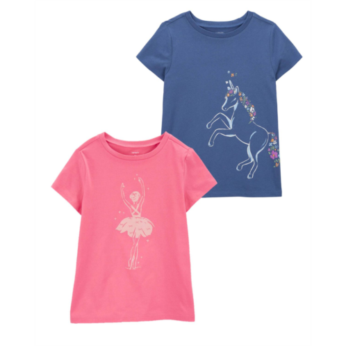 Carters Multi Kid 2-Pack Unicorn & Ballerina Graphic Tees