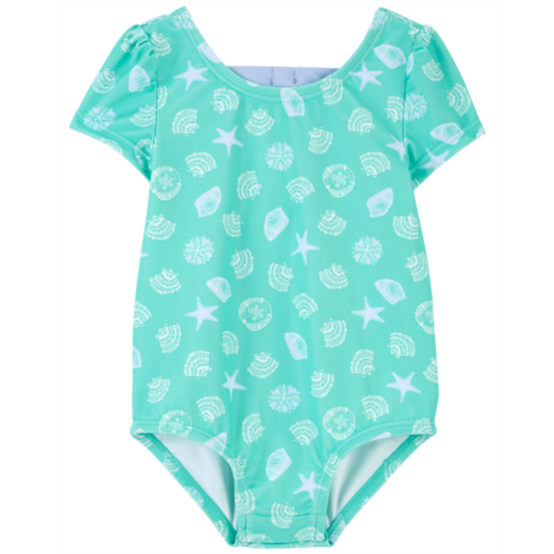 Carters Sea Blue Baby Shell Print 1-Piece Swimsuit
