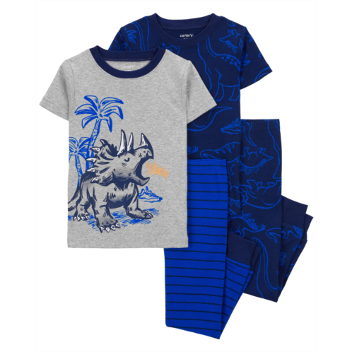 Carters Grey/Navy Toddler 4-Piece Dinosaur Cotton Blend Pajamas