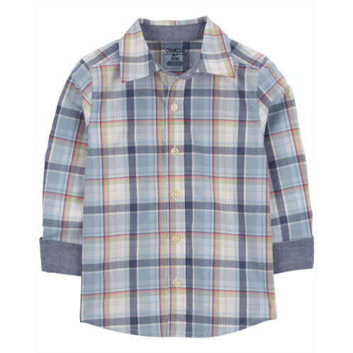 Carters Blue Toddler Plaid Button-Front Shirt