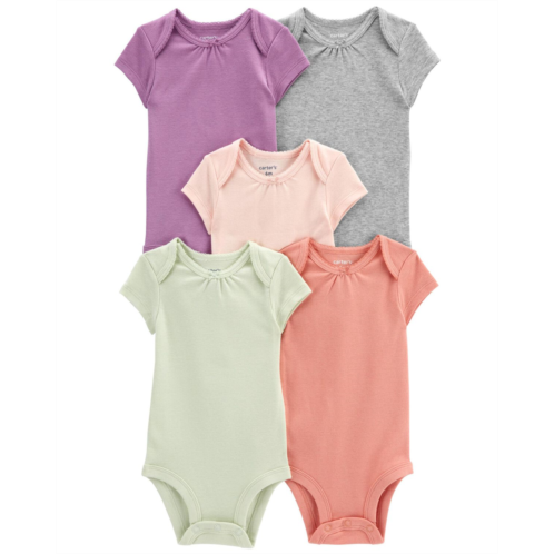 Carters Multi Baby 5-Pack Short-Sleeve Solid Bodysuits