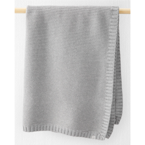 Carters Grey Baby Organic Cotton Textured Knit Blanket in Gray