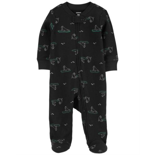 Carters Black Baby Animal Print 2-Way Zip Sleep & Play Pajamas