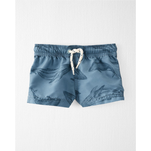 Carters Blue Baby Whale Print Recycled Swim Trunks
