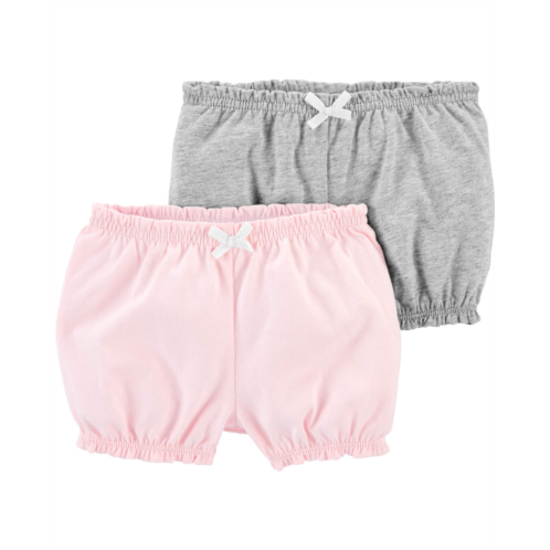 Carters Pink/Grey Baby 2-Pack Bubble Shorts