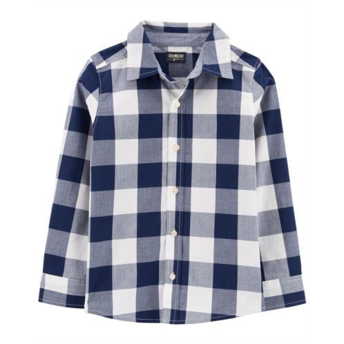 Carters Navy Kid Plaid Button-Front Shirt