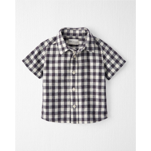 Carters Charcoal Baby Gingham Button-Front Shirt Made with LENZING ECOVERO and Linen