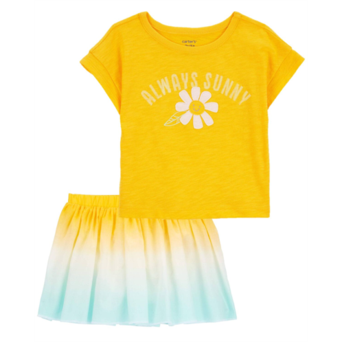 Carters Multi Toddler 2-Piece Always Sunny Flower Tee & Ombre Skort Set