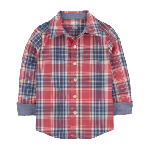 Carters Red Toddler Plaid Button-Front Shirt