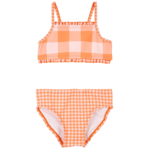 Carters Orange Toddler Gingham Ruffle 2-Piece Bikini