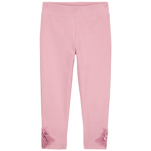 Carters Pink Baby Lace Detail Ribbed Leggings