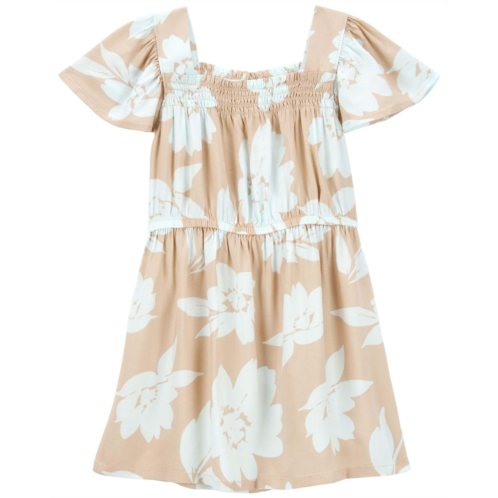 Carters Tan Toddler Floral Print Dress Made With LENZING ECOVERO
