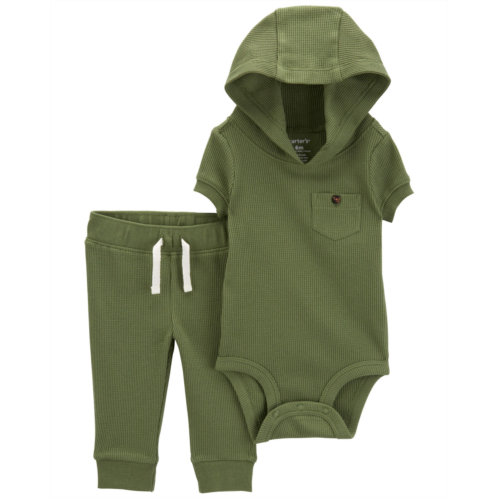 Carters Green Baby 2-Piece Hooded Thermal Bodysuit Pant Set