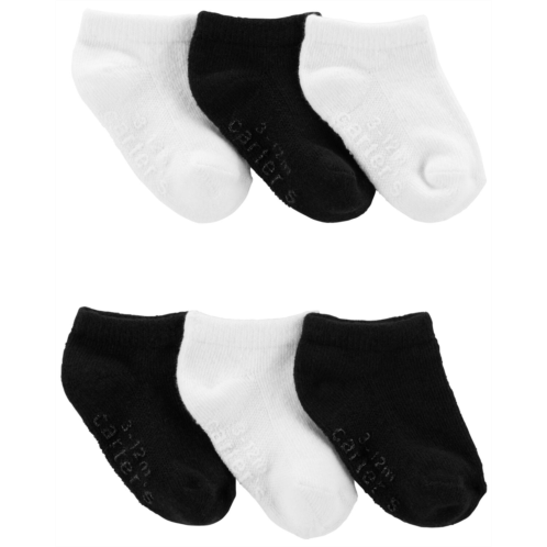 Carters Black/White Toddler 6-Pack Ankle Socks