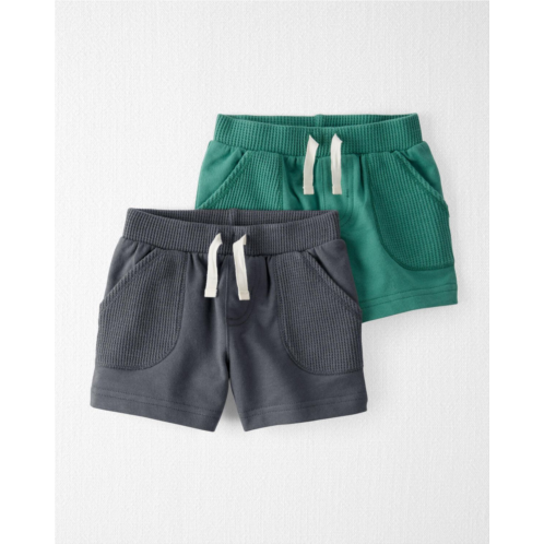 Oshkoshbgosh Charcoal, Green Baby 2-Pack Organic Cotton Waffle Knit Shorts | oshkosh.com