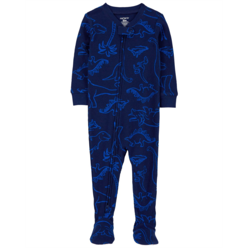Carters Navy Toddler 1-Piece Dinosaur Thermal Footie Pajamas