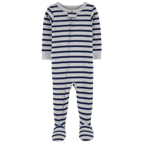 Oshkoshbgosh Gray Baby 1-Piece Striped Snug Fit Cotton Footie Pajamas | oshkosh.com