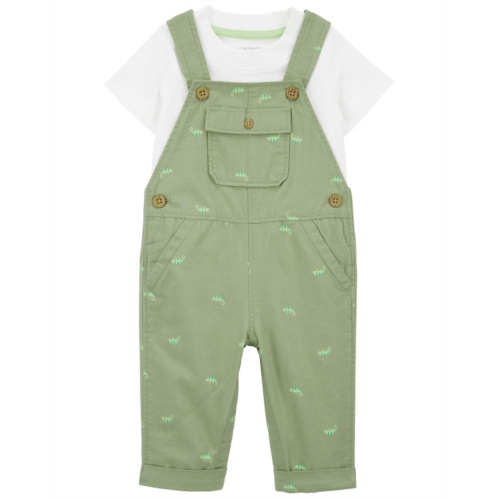 Carters Green/White Baby 2-Piece Tee & Chameleon Coverall Set