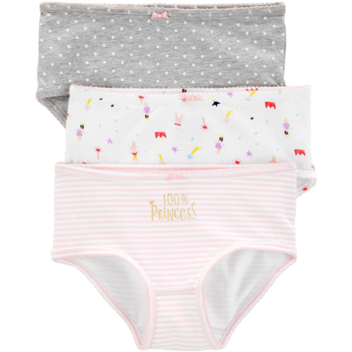 Carters Pink/Grey 3-Pack Princess Print Cotton Underwear
