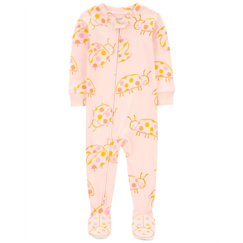 Carters Peach Toddler 1-Piece Ladybug 100% Snug Fit Cotton Footie Pajamas