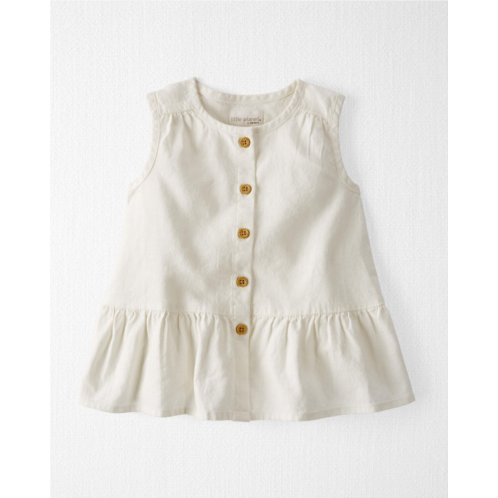 Carters Sweet Cream Toddler Button-Front Ruffle Top Made with LENZING ECOVERO and Linen