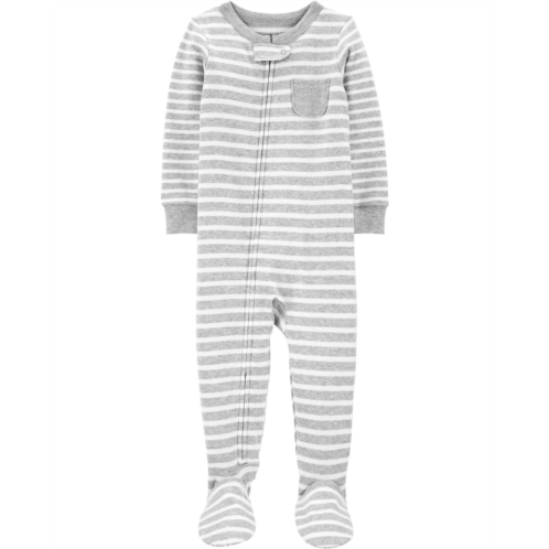 Oshkoshbgosh Grey Baby 1-Piece Striped 100% Snug Fit Cotton Footie Pajamas | oshkosh.com