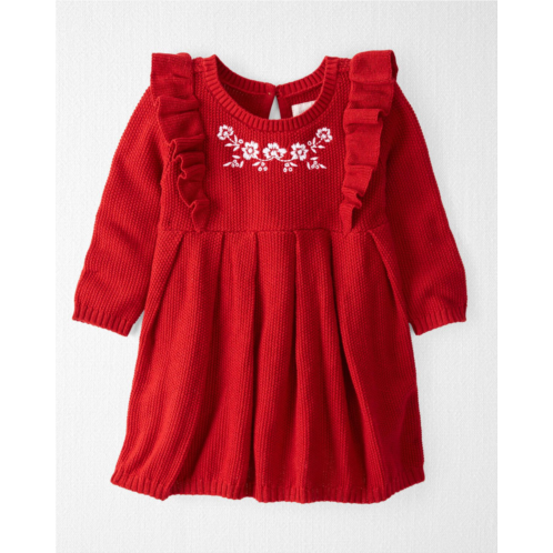 Carters Deep Red Baby Organic Cotton Sweater Knit Dress