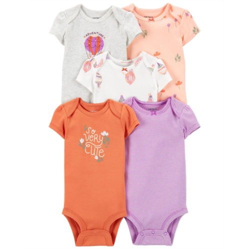 Carters Orange/Purple Baby 5-Pack Short-Sleeve Original Bodysuits