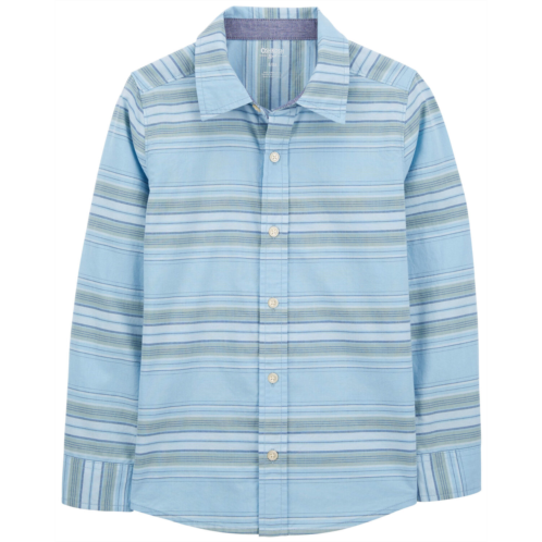 Carters Blue Kid Baja Stripe Button-Front Shirt